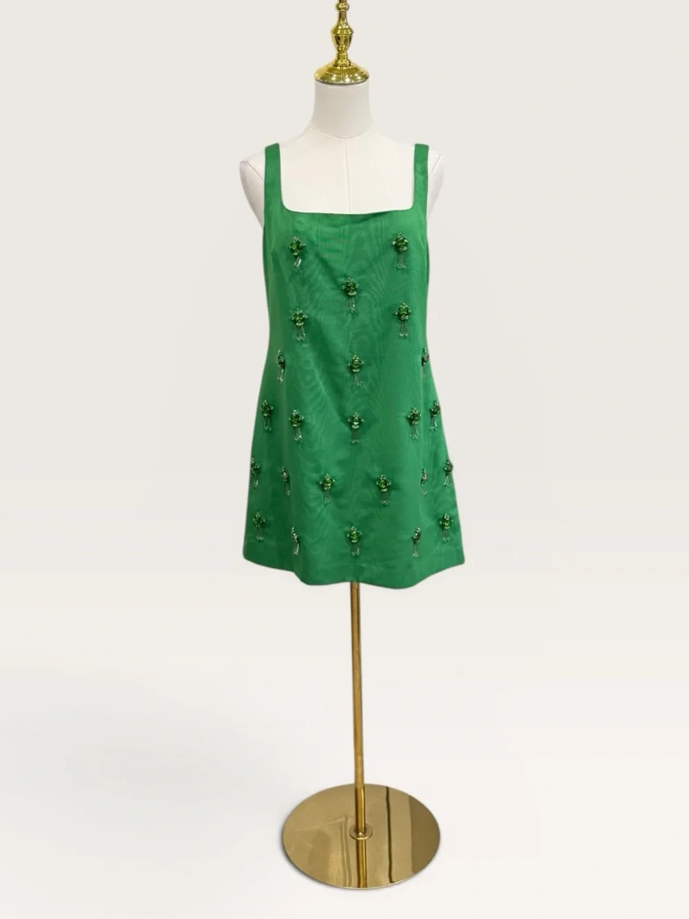 Antonio Melani The Nat Note Leonor Moire Sleeveless Jeweled Mini Dress Green SZ8